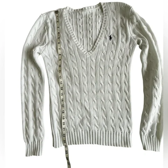 Polo Ralph Lauren Cable-Knit Cotton V-Neck Sweater – Women’s Medium - Picture 8 of 12